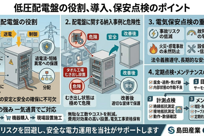 低圧配電盤とは？配電盤の導入と、定期点検･メンテナンスのポイント｜近畿 工場・建屋工事・メンテナンスセンター