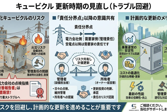 そのキュービクル、更新時期を過ぎていませんか？ 設備トラブルが発生する前に見直しを！｜近畿 工場・建屋工事・メンテナンスセンター