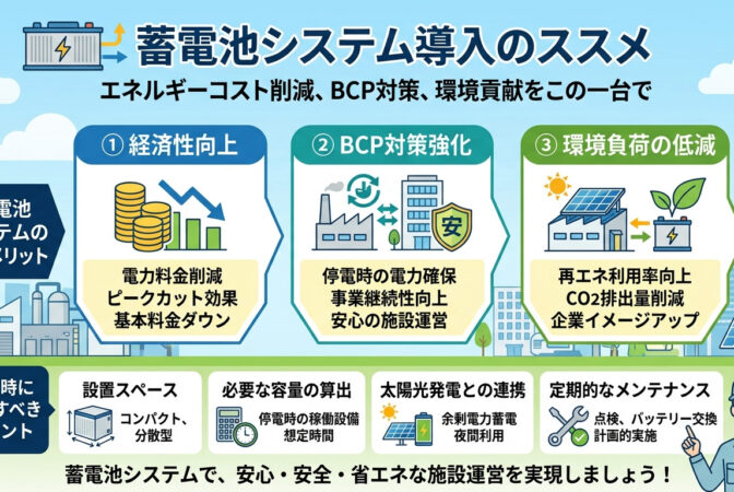 蓄電池システム導入のススメ｜近畿 工場・建屋工事・メンテナンスセンター