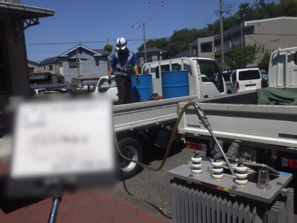 市立中学校の空調電源設備工事｜電源工事・トランス油処理・絶縁測定施工事｜近畿 工場・建屋工事・メンテンナンスセンター